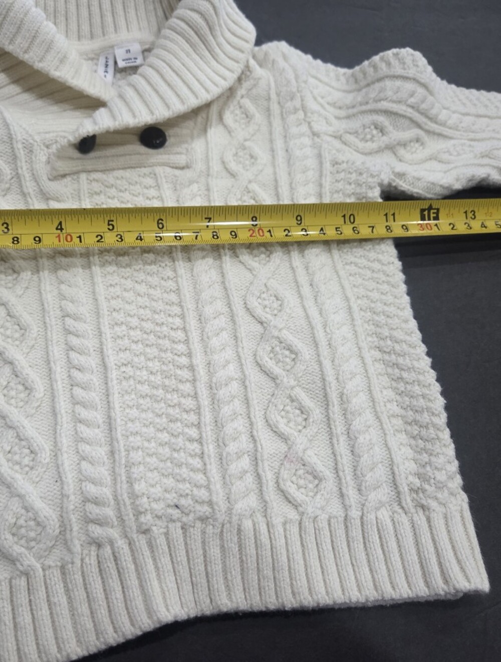Janie and Jack Ivory Cable-Knit Shawl Collar Sweater Sz.2T(w5) - Picture 7 of 8